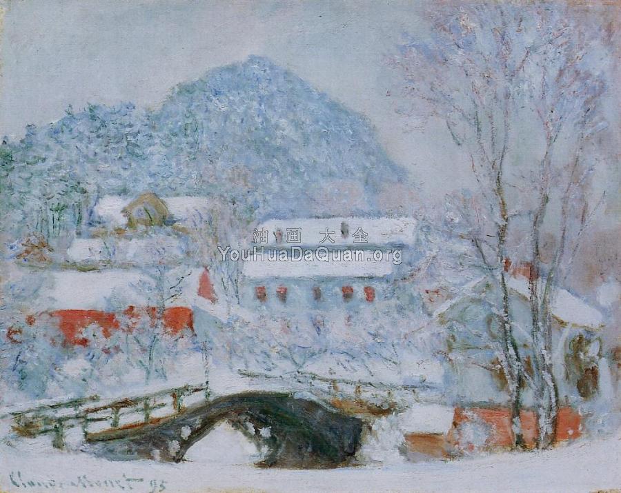 Sandviken Village in the Snow - 克劳德·莫奈